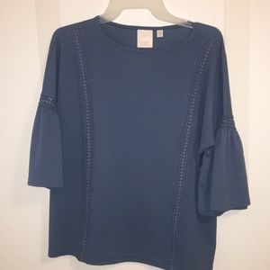 Blue long sleeved blouse